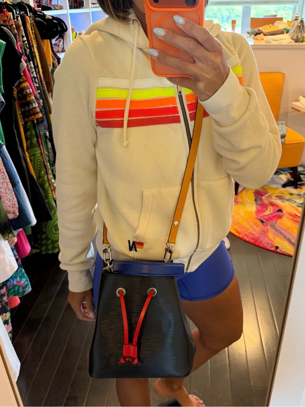 Louis Vuitton NeoNoe BB blue black yellow red bucket bag